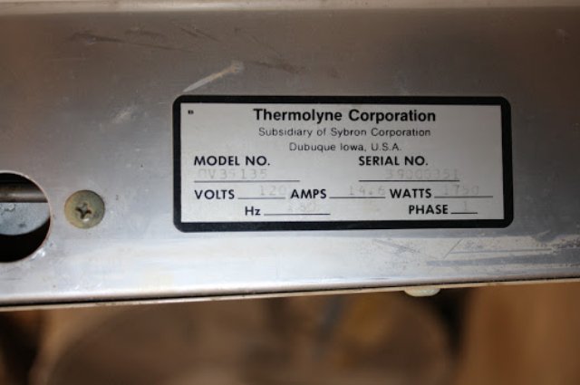 THERMOLYNE OV35135 CONVECTION OVEN INCUBATOR MECHANICAL OVEN
