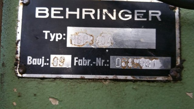 BEHRINGER HBP-340A AUTOMATIC BANDSAW
