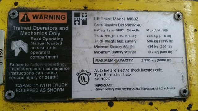 5000 LB HYSTER W50Z WALKIE PALLET JACK