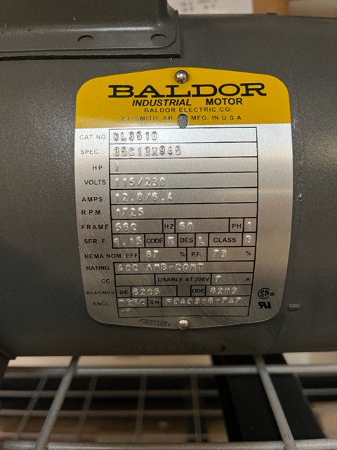 1 HP BALDOR VL3510 1725RPM 56C FRAME TEFC MOTOR
