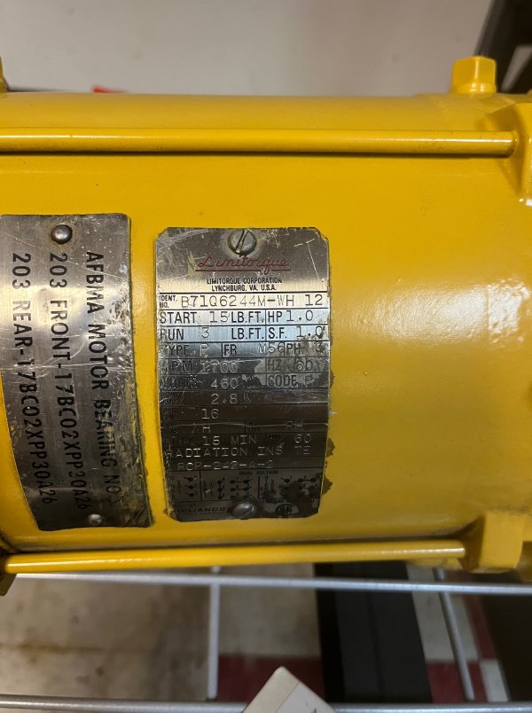 1HP LIMITORQUE MOTORS 1700RPM 2.8A 460V 3PHASE