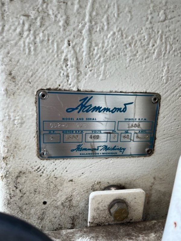 HAMMOND OD2-D BELT SANDER CENTERLESS GRINDER/POLISHER