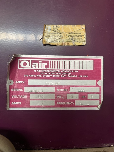 Q AIR QMV-30 C 3PH 575V MIST COLLECTOR