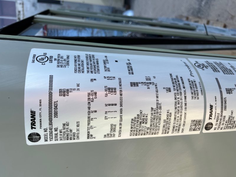 3 TON TRANE YSC036G4 GAS/ELECTRIC SEER 14 R-410A ROOFTOP AIR CONDITIONER