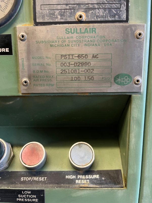 SULLAIR PS-II 650 AC REFRIGERATED AIR DRYER