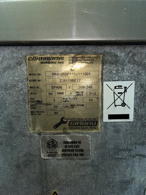 CONTINENTAL GIRBAU RMG055 55 LBS COMMERCIAL WASHER