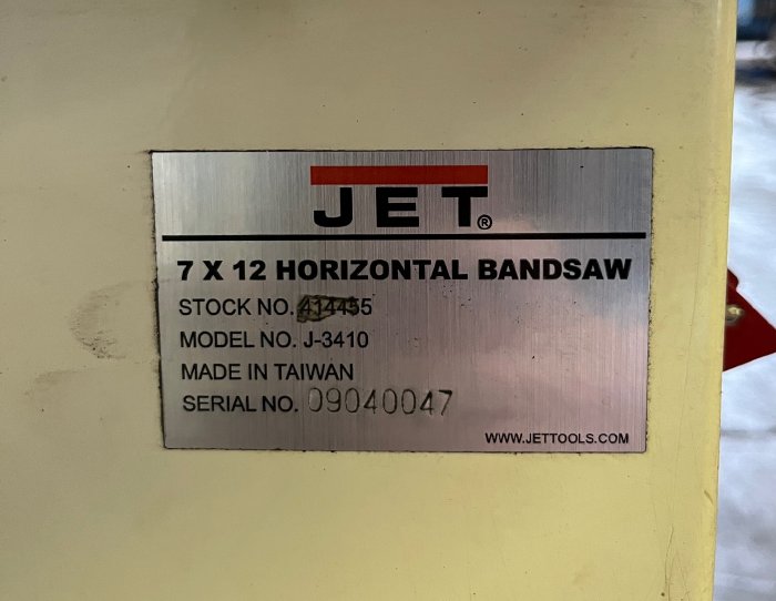 JET J-3410 7 X 12 HORIZONTAL BANDSAW